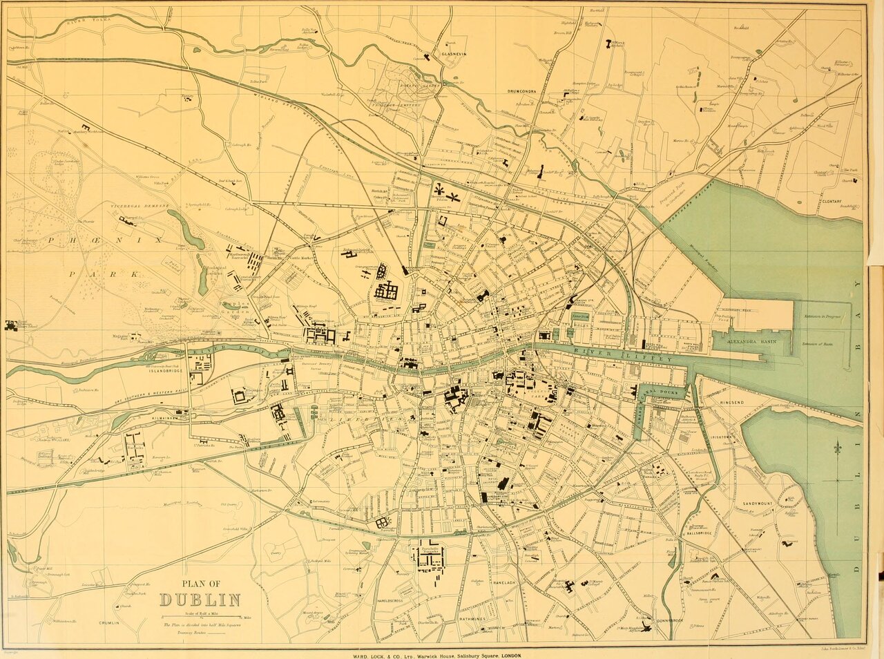Карта Дублина из путеводителя 1919 г. — город маршрутов Блума