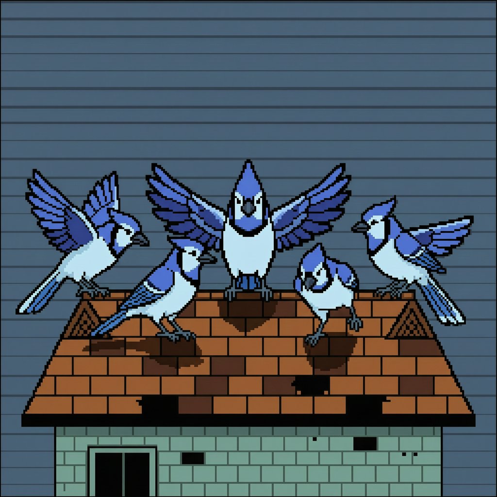 squadron of blue jays
