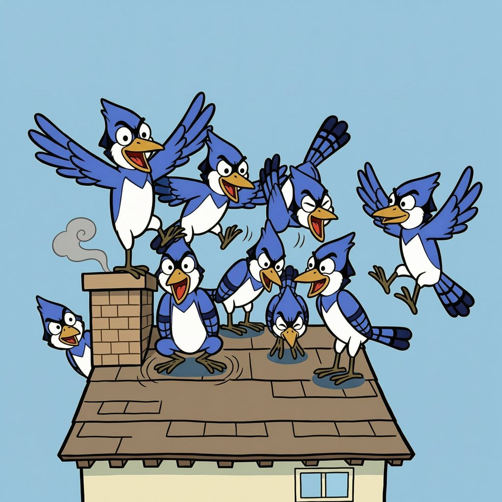squadron of blue jays