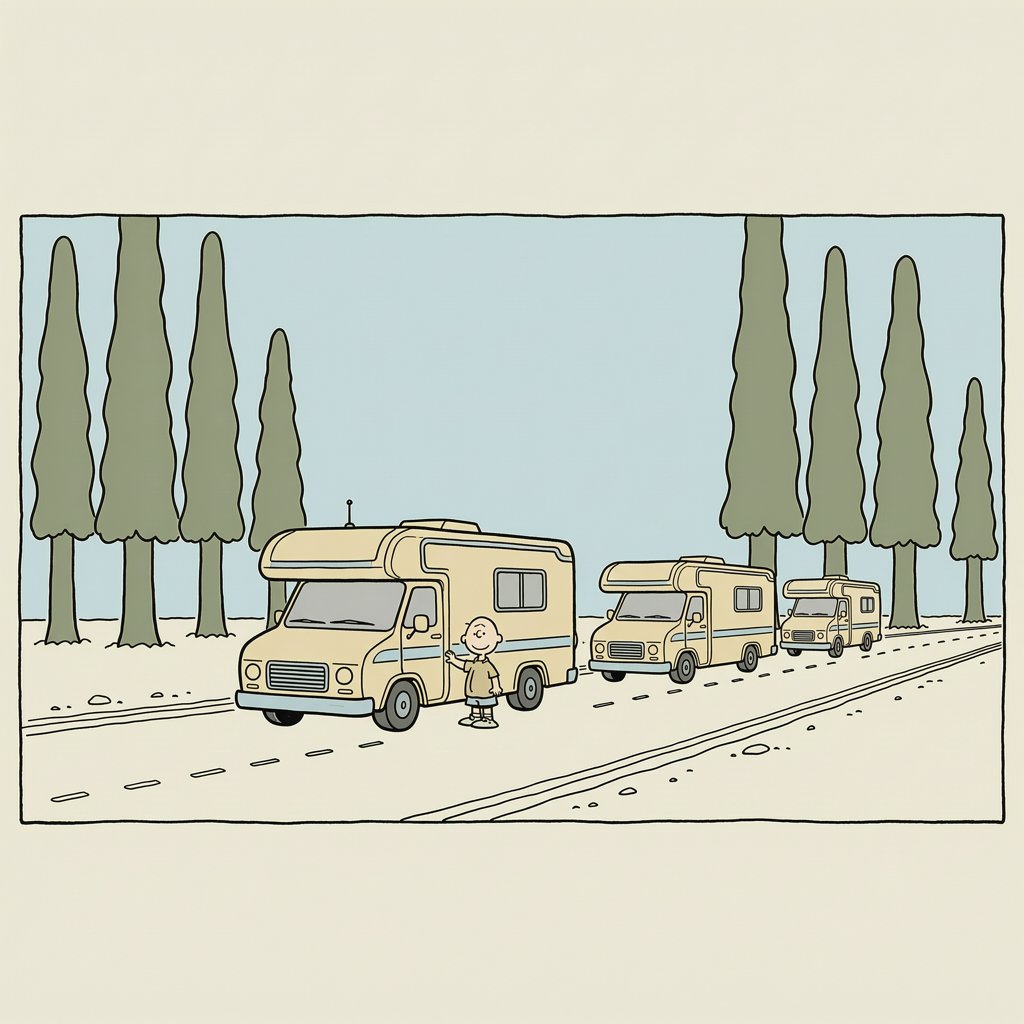 out-of-state Winnebago convoy