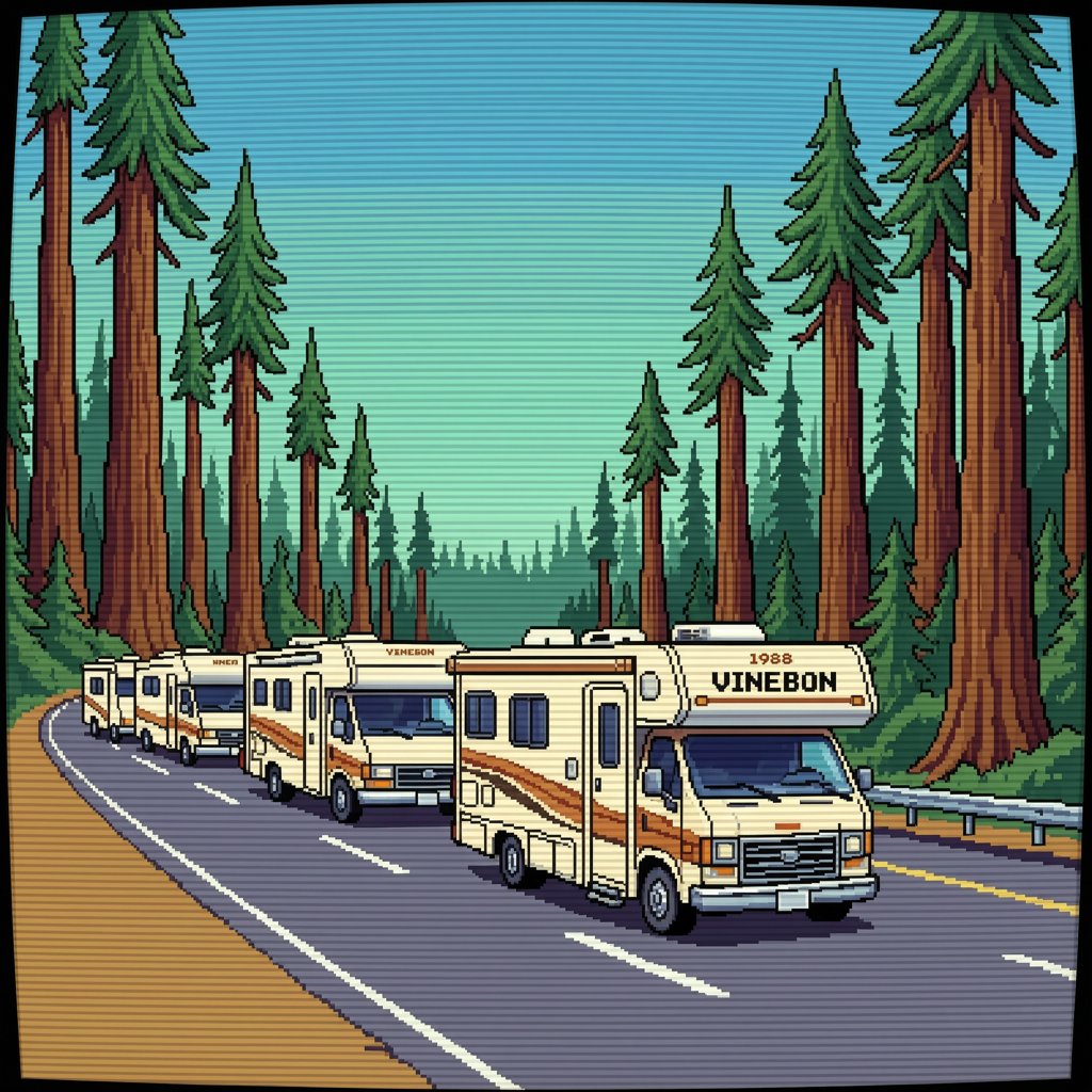 out-of-state Winnebago convoy